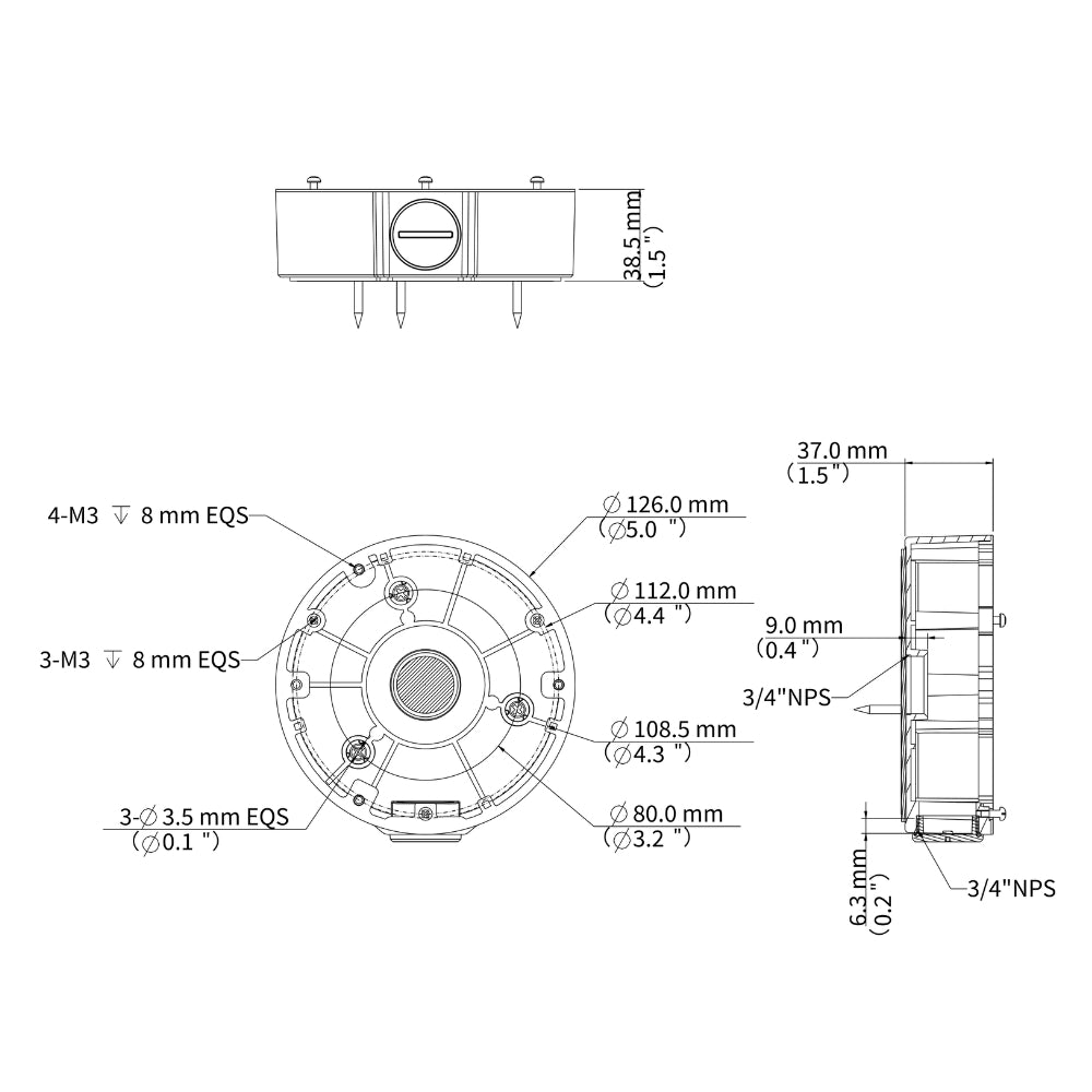 UNV TR-JB03-H-IN-V2 Junction Box for Metal Turret Camera | All Security Equipment