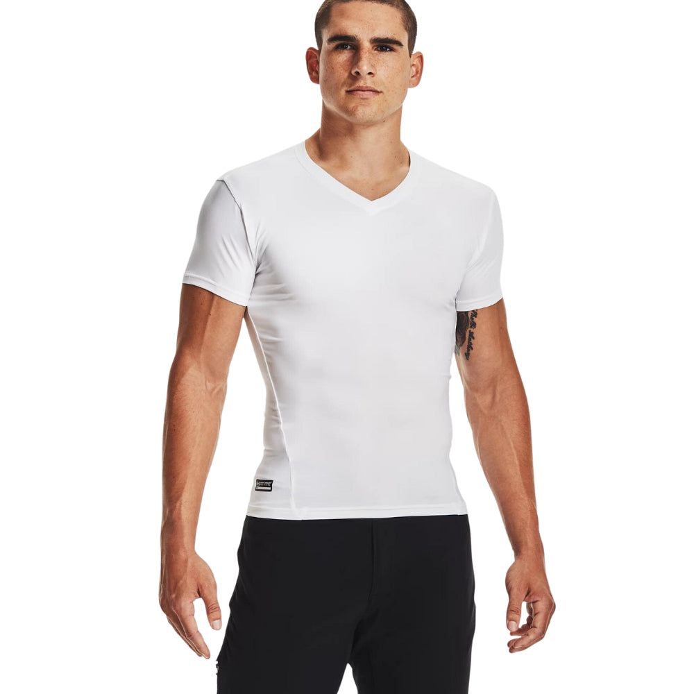 Under Armour Compression V-Neck T-Shirt White | All Security Equipment