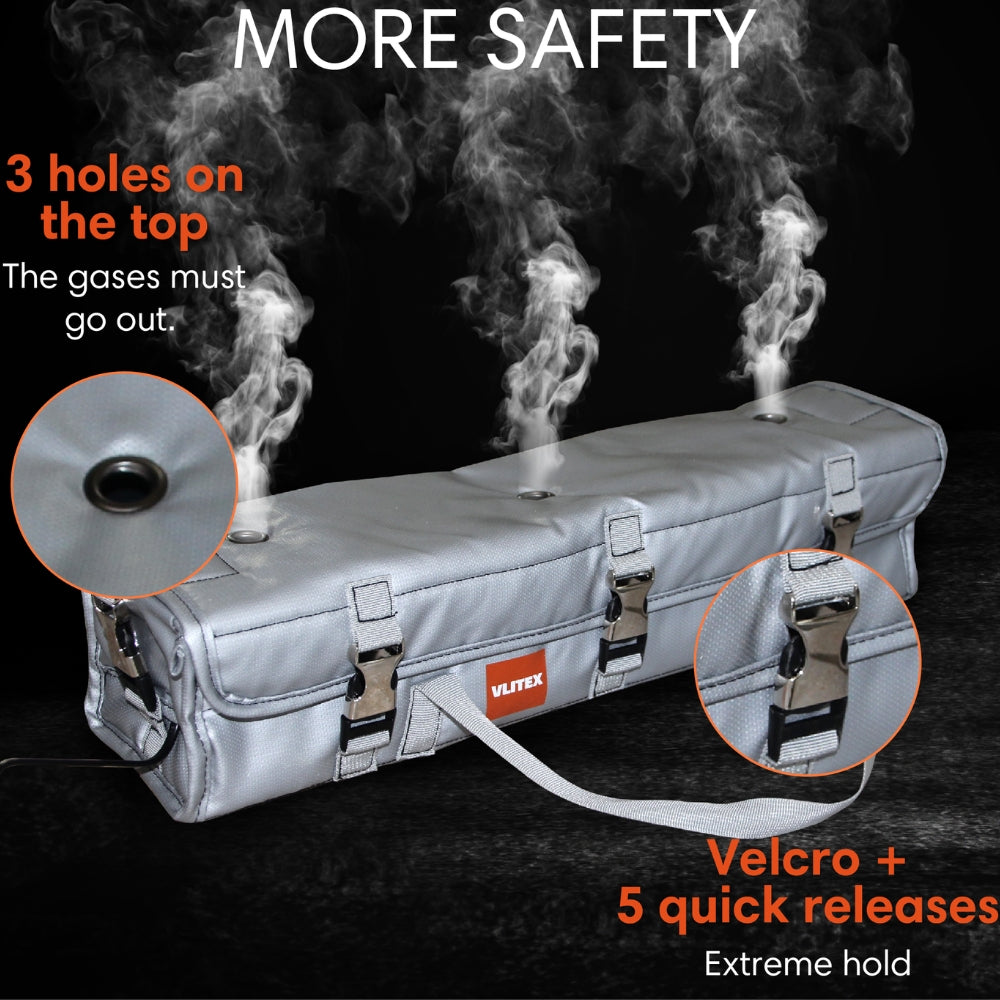 VLITEX Fireproof E-Bike Battery Bag (Large) - E-Fiberglass & Silicone Charging/Storage Box For Lithium Batteries