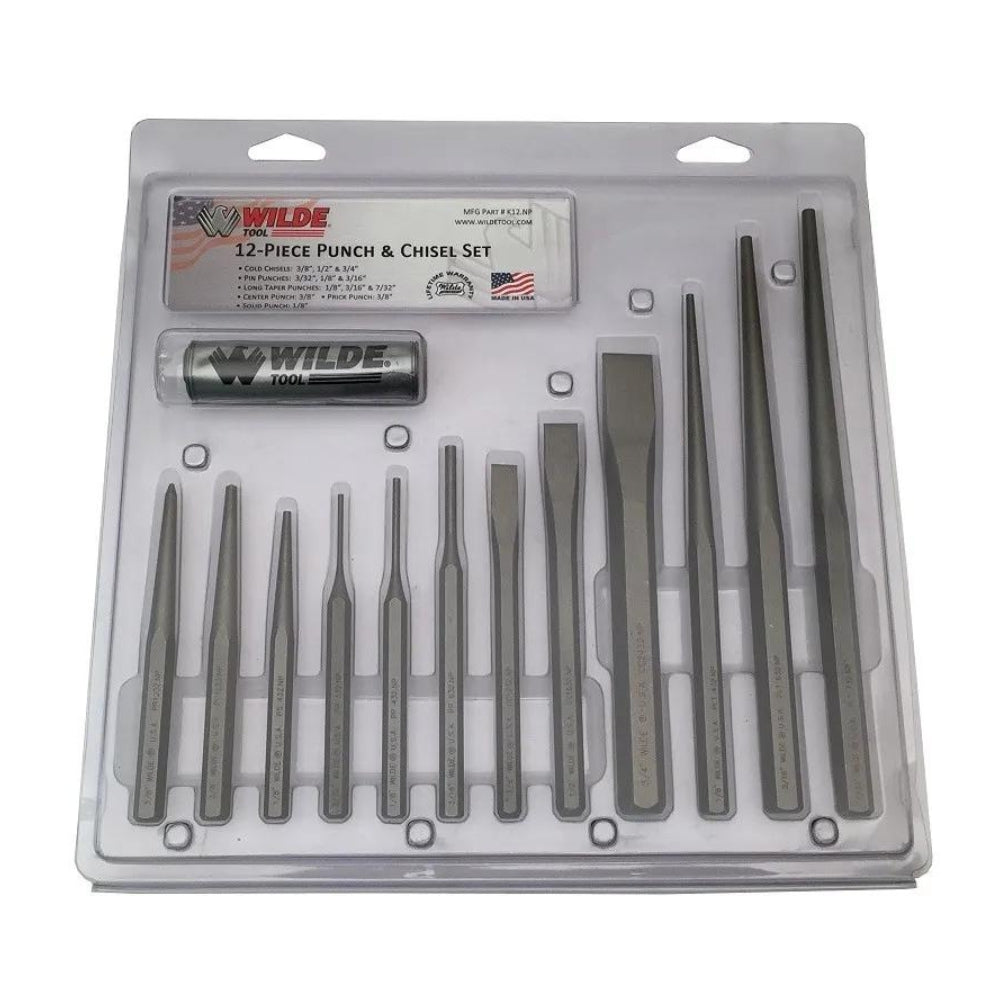 Wilde Tool 12 Piece Punch & Chisel Set K12 K12.NP/CC