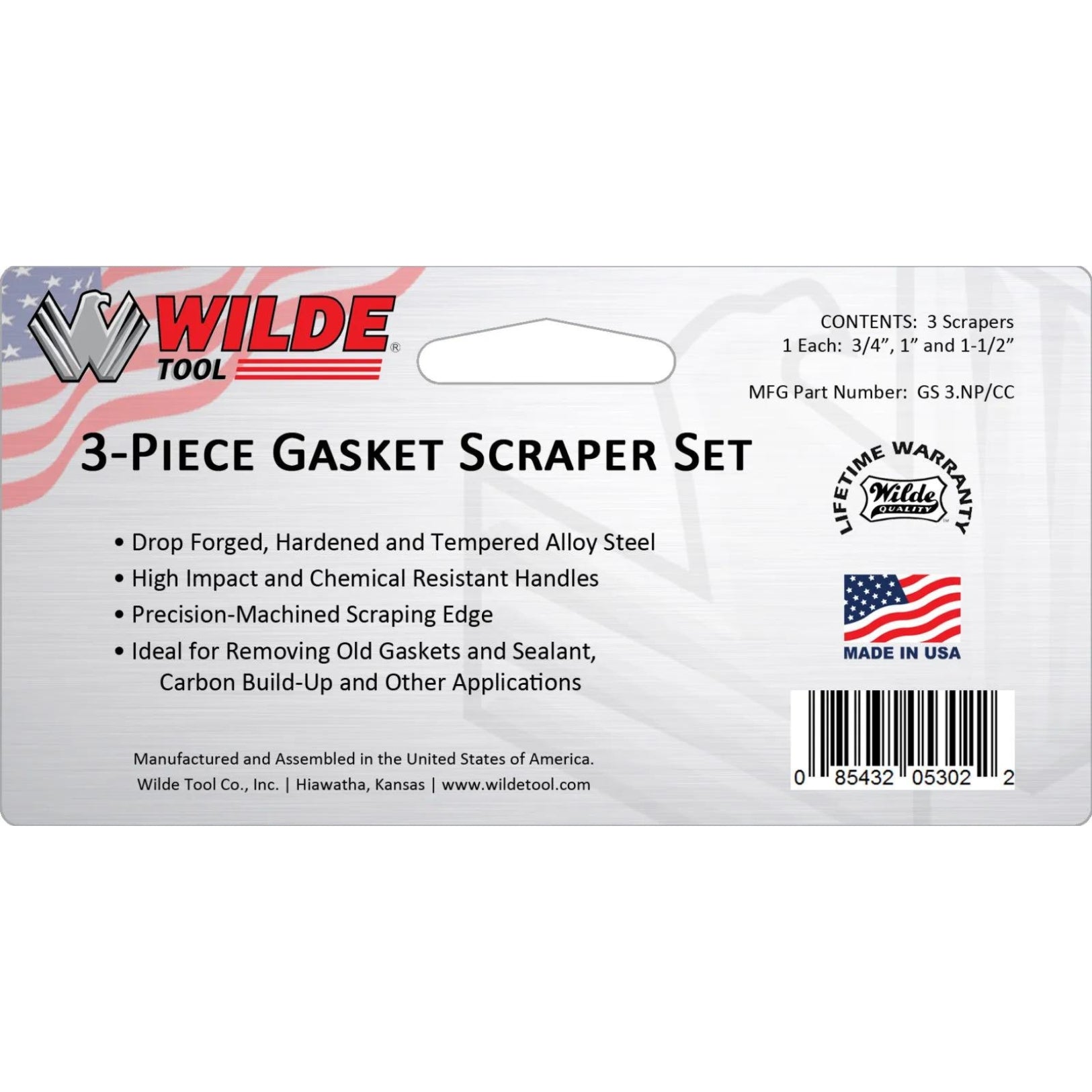 Wilde Tool 3 Piece Gasket Scraper Set GS 3.NP/CC - 2