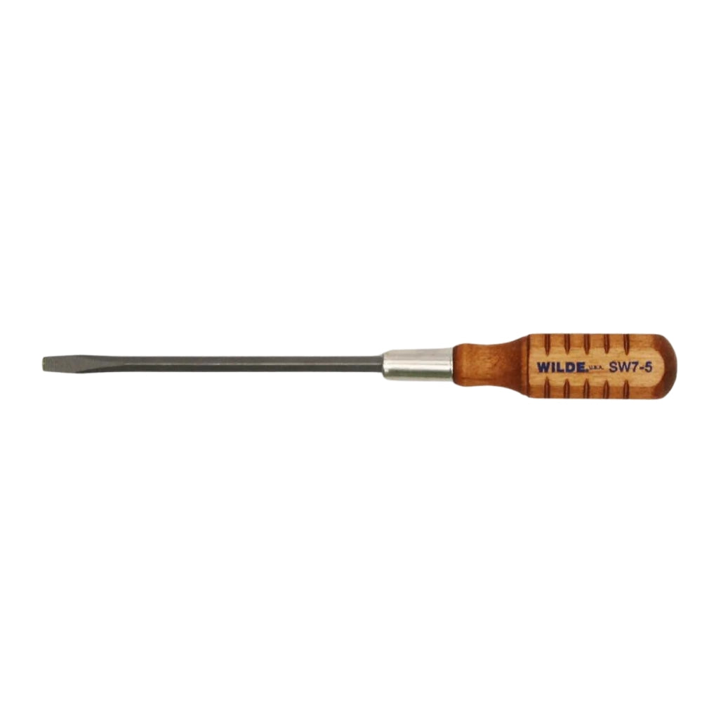 Wilde Tool Wood Handle Screwdriver Slotted, 3/16″ Bit, 5″ OAL SW7-5/BB