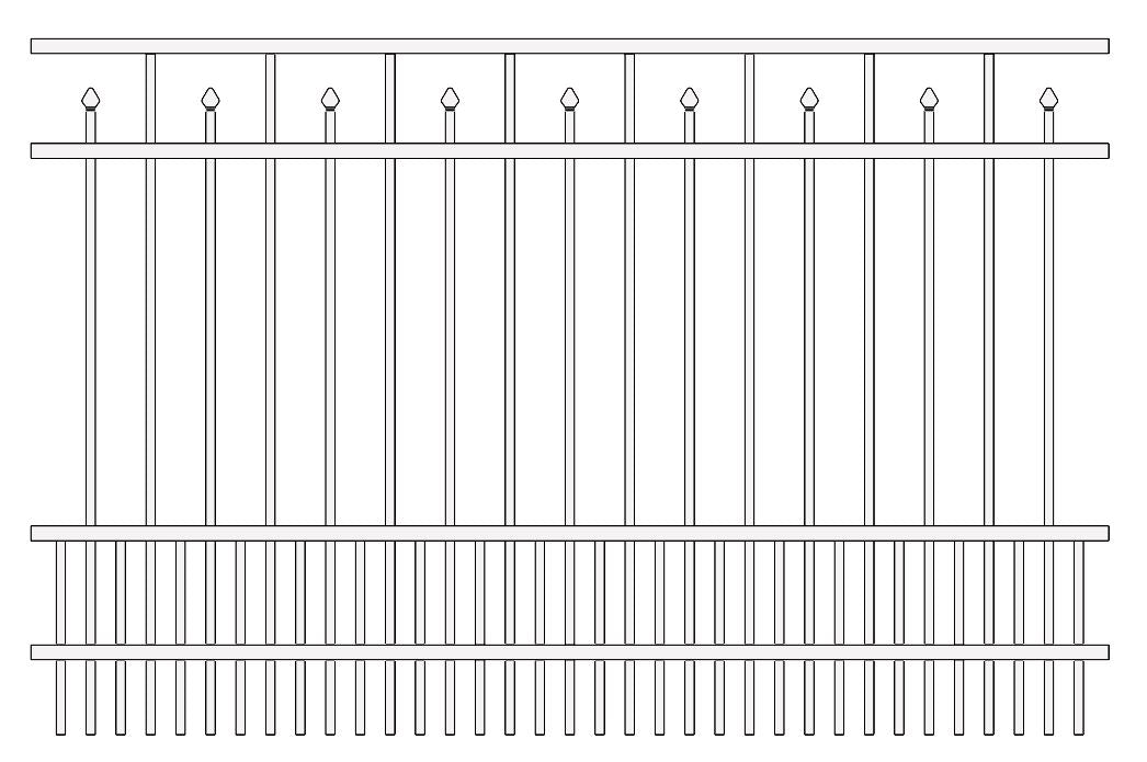 Residential Fence 3’ H x 6’ W Aluminum Floridian Style - iDeal