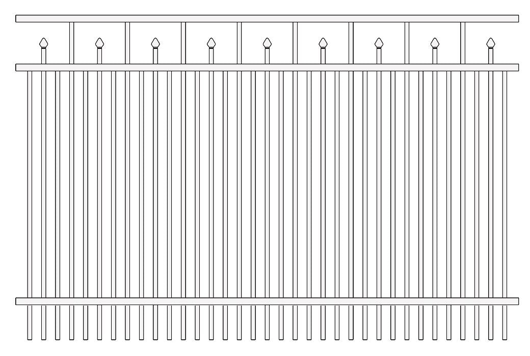 Residential Fence 3’ H x 6’ W Aluminum Floridian Style - iDeal