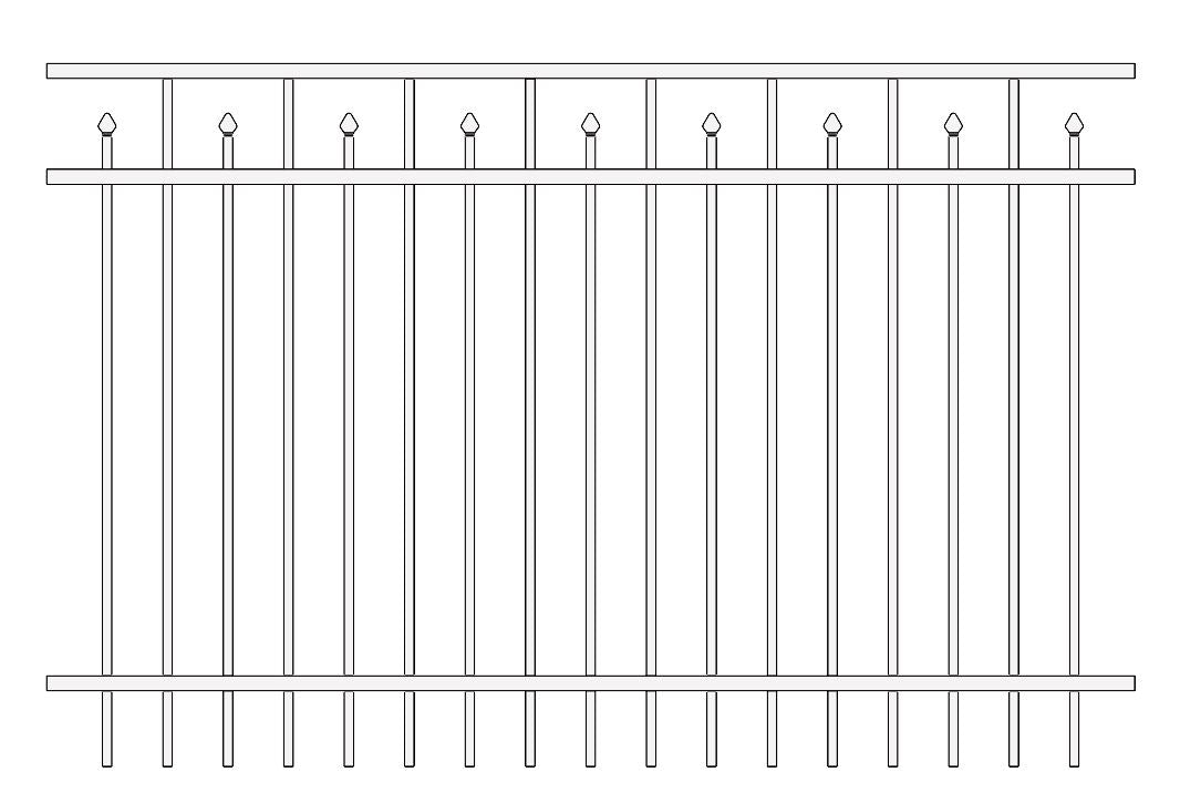 Residential Fence 3’ H x 6’ W Aluminum Floridian Style - iDeal