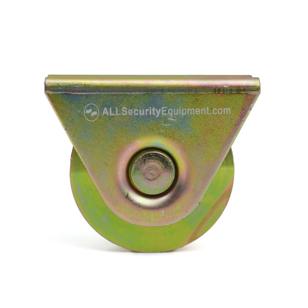 3 inch Heavy-Duty V Groove Wheel with Bracket FAS-RM-WHL-3-GLD-B | All Security Equipment 1/4