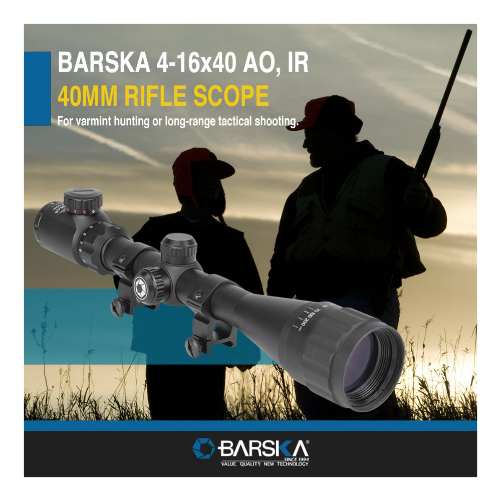 Barska 4-16X40 AO IR R/G Mil Dot Varmint Scope with Rings AC13568