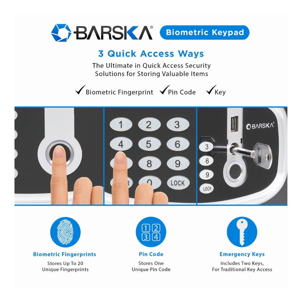 Barska Biometric Digital Security Safe with Interior Lights AX13632