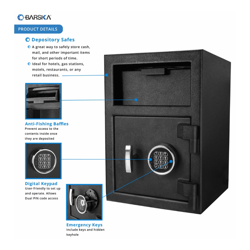 Barska DX-200 Standard Depository Keypad Safe Black 14x14x20" AX12588