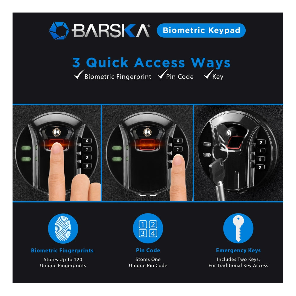 Barska HQ100 Biometric Digital Keypad Safe AX12476