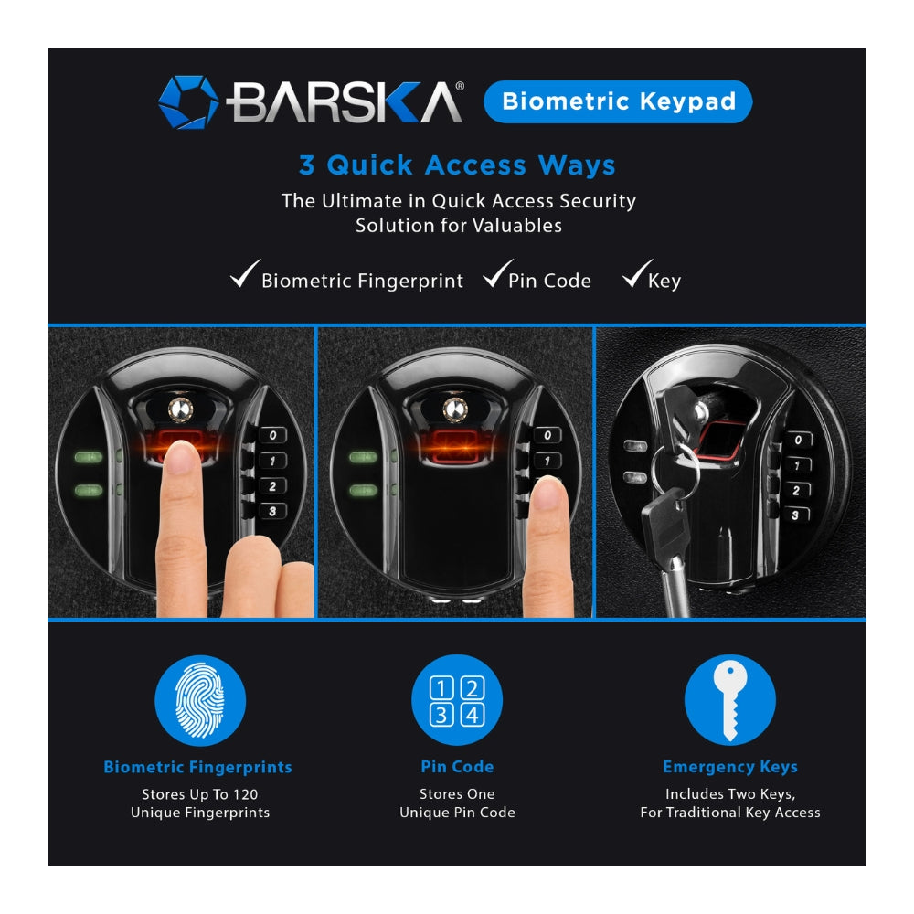 Barska HQ200 Biometric Digital Keypad Safe AX12840