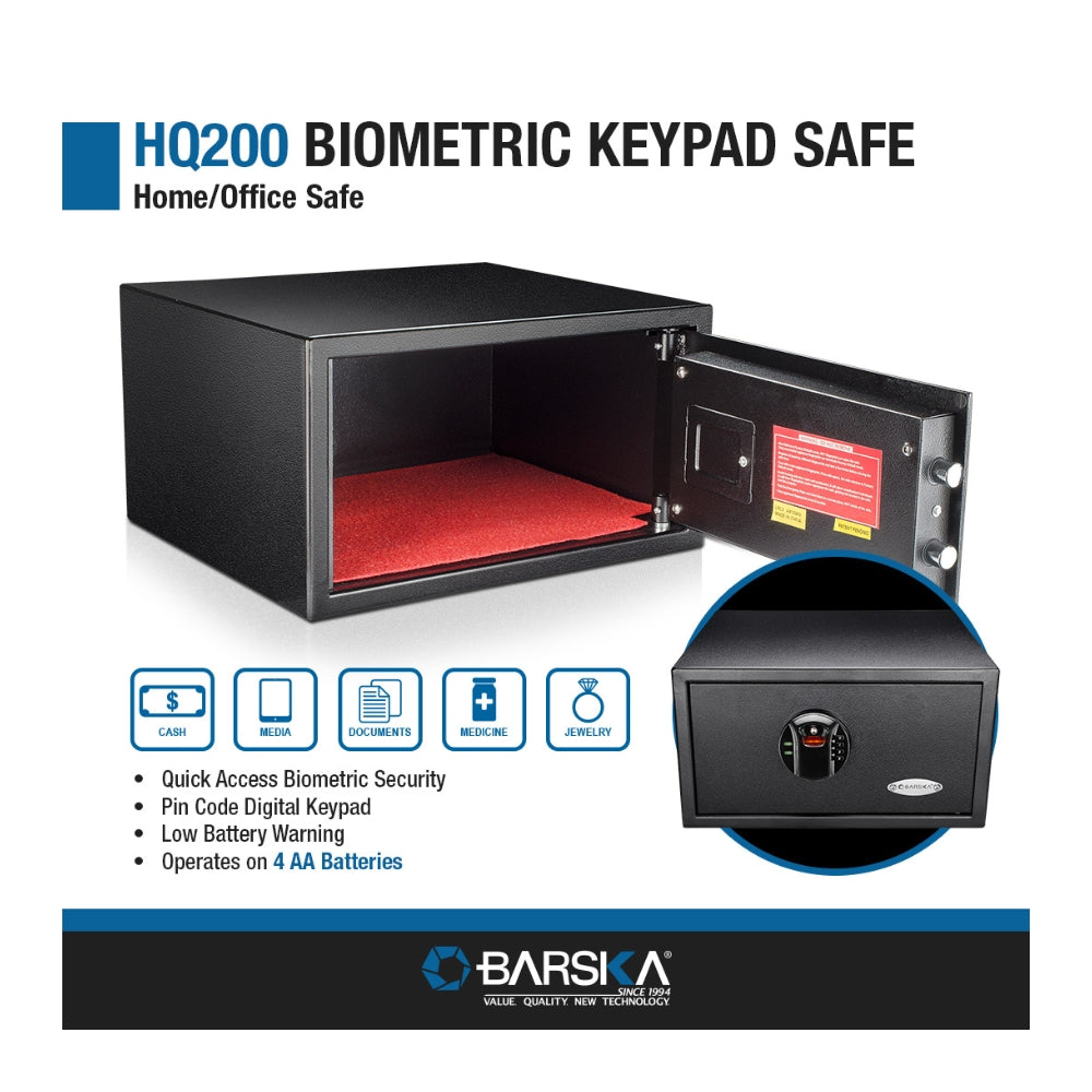 Barska HQ200 Biometric Digital Keypad Safe AX12840