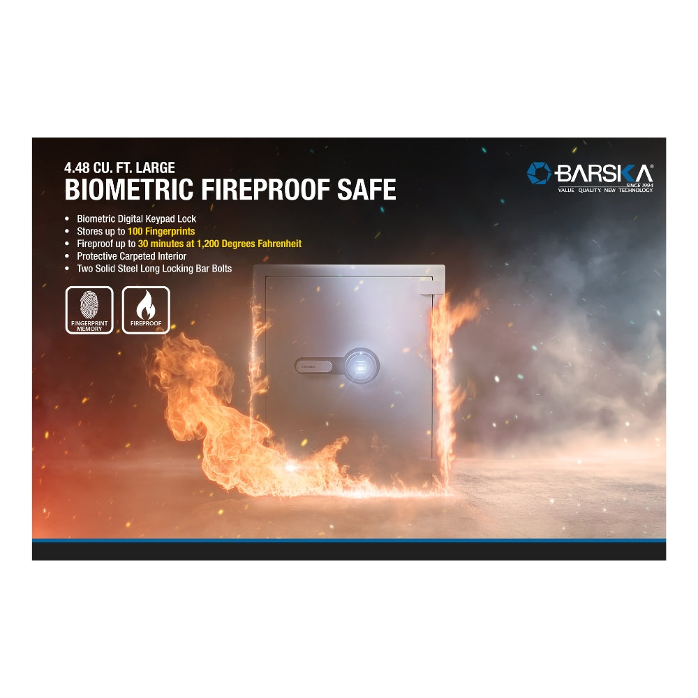 Barska Biometric Fireproof Security Safe 4.48 Cu. Ft. White AX13496