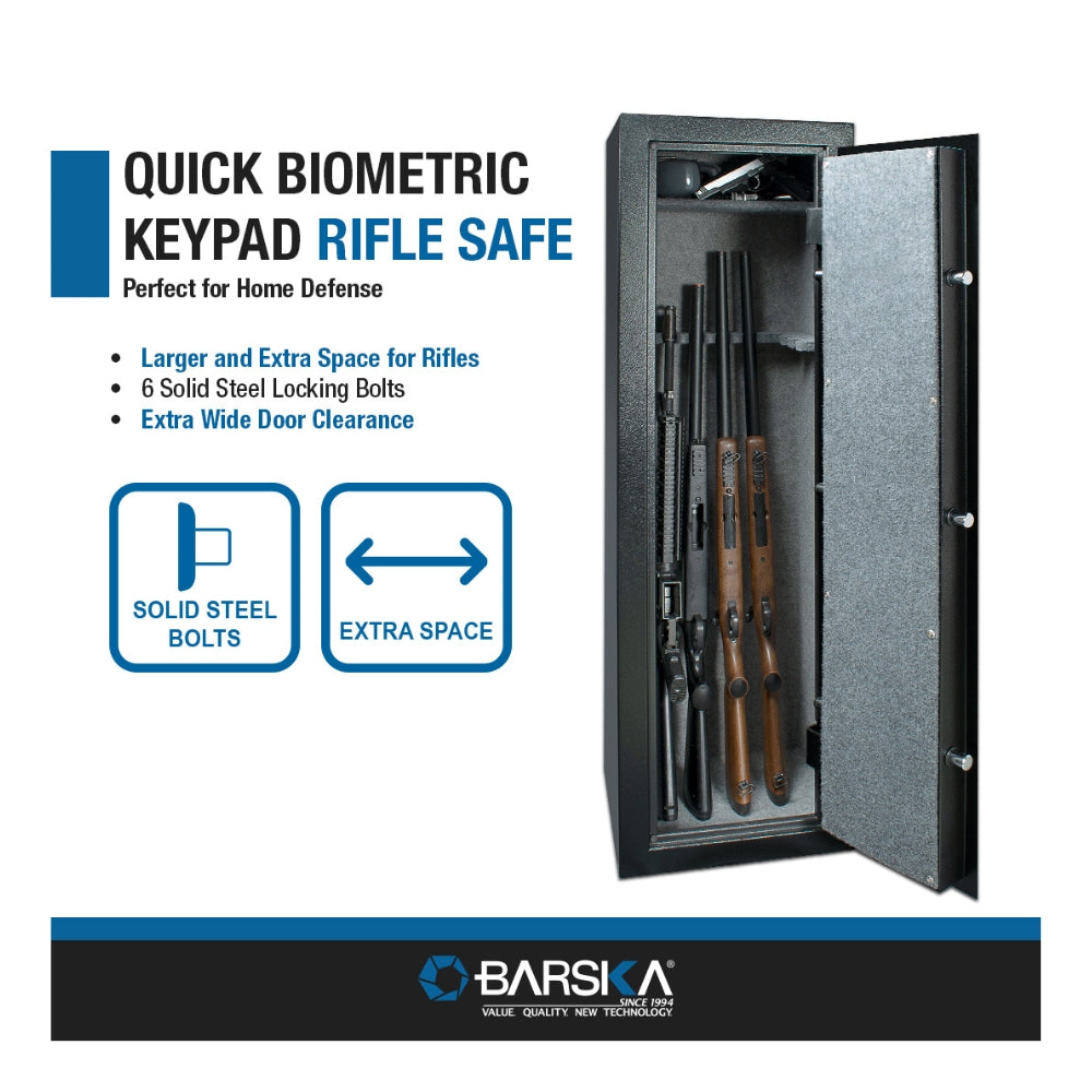 Barska Large Quick Access Biometric Keypad Rifle Safe AX13646