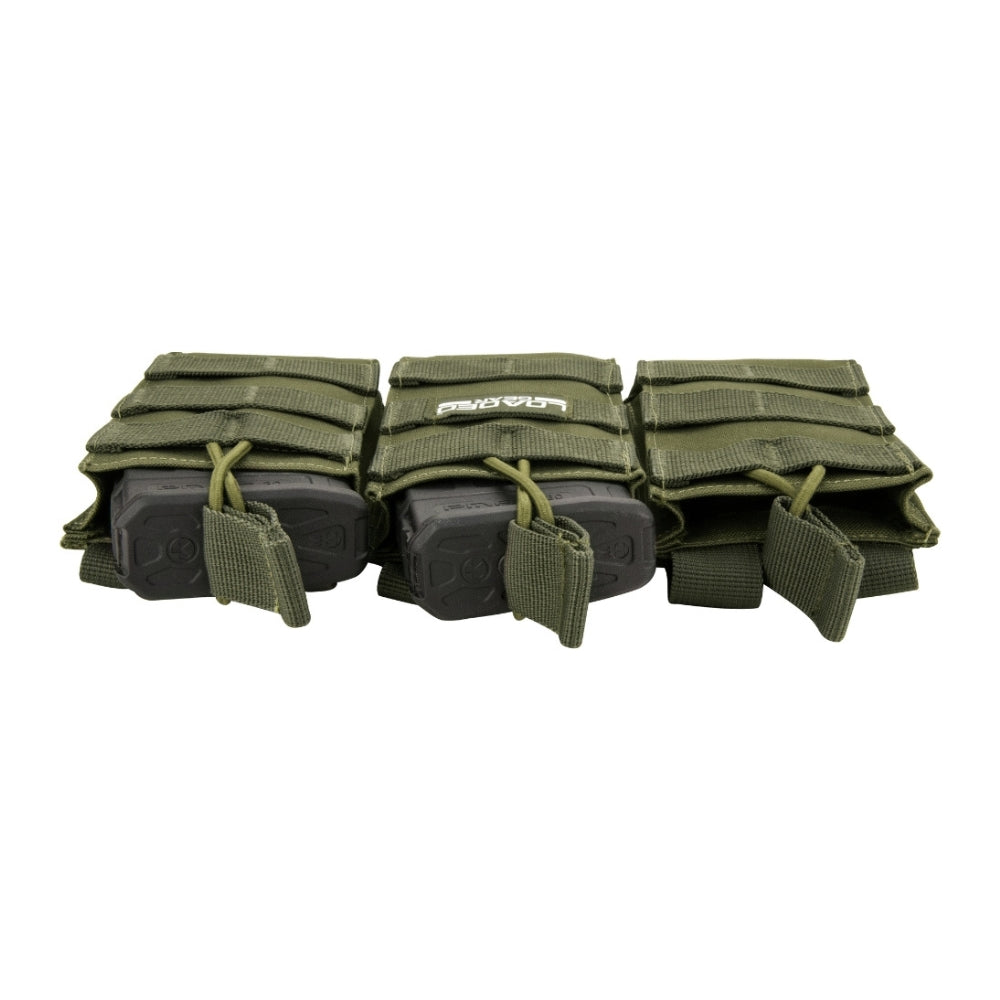Barska CX-200 Triple Magazine Pouch - MOLLE Compatible, Bungee Retention, Holds 3 M4/M16 Mags