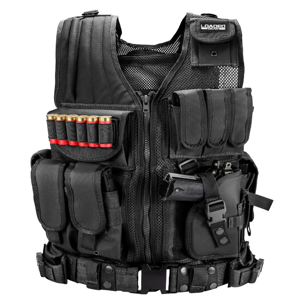 Barska Loaded Gear Plus Size Tactical Vest VX-200 (Black) Right Hand BI13196