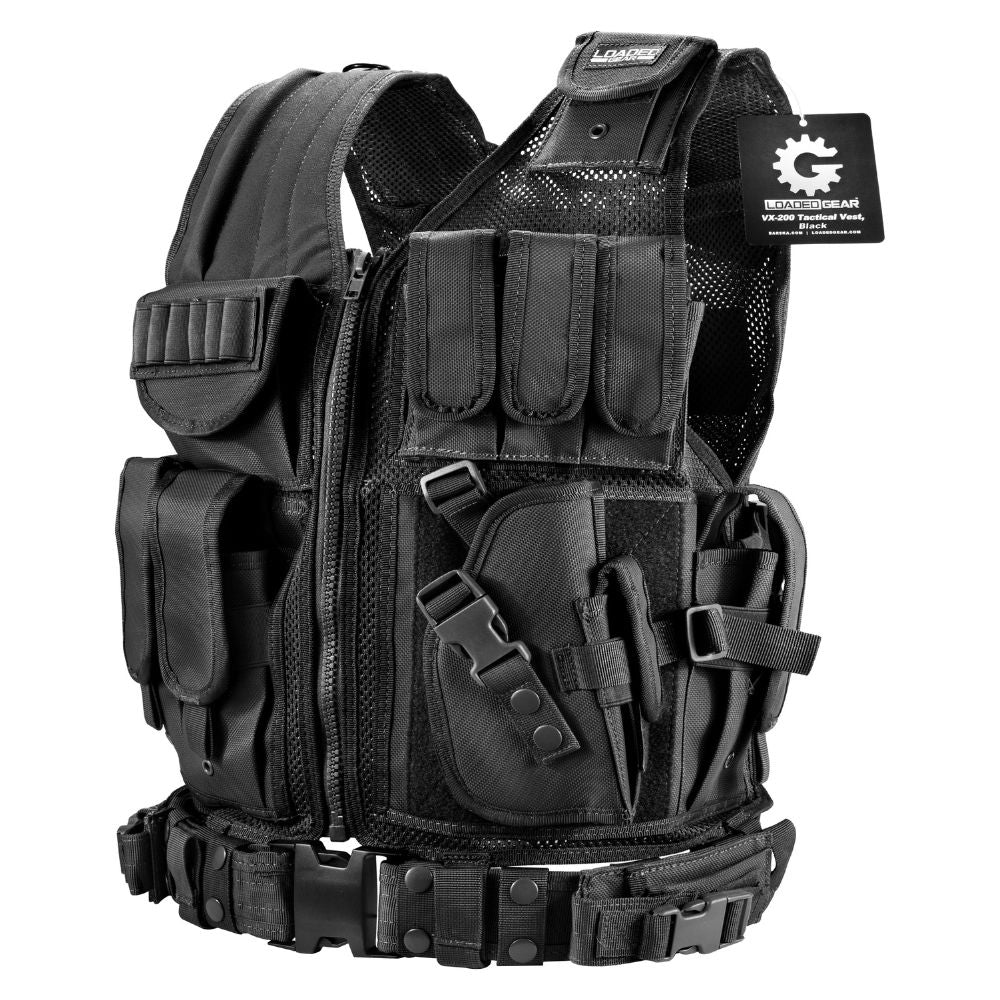 Barska Loaded Gear Plus Size Tactical Vest VX-200 (Black) Right Hand BI13196