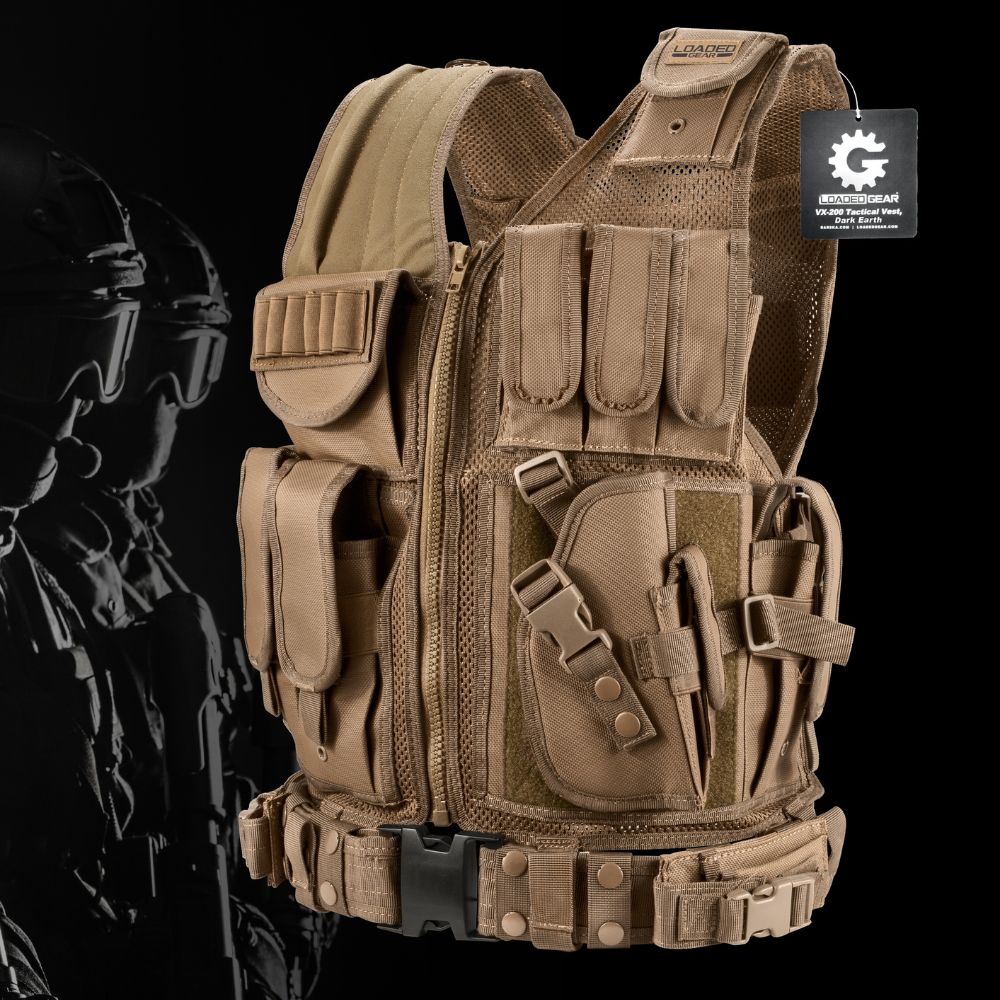 Barska Loaded Gear Tactical Vest VX-200 Tan (Dark Earth) BI12346