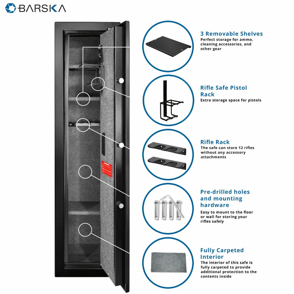 Barska Quick Access Large Biometric Rifle Safe AX11898