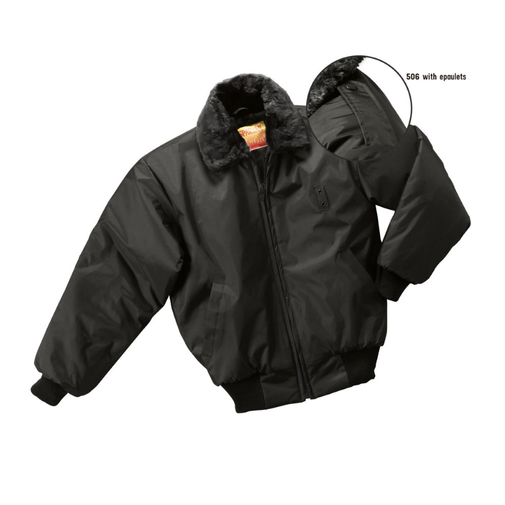 Liberty Uniform Security Bomber with Epaulets (Black) | LIB-506MBK