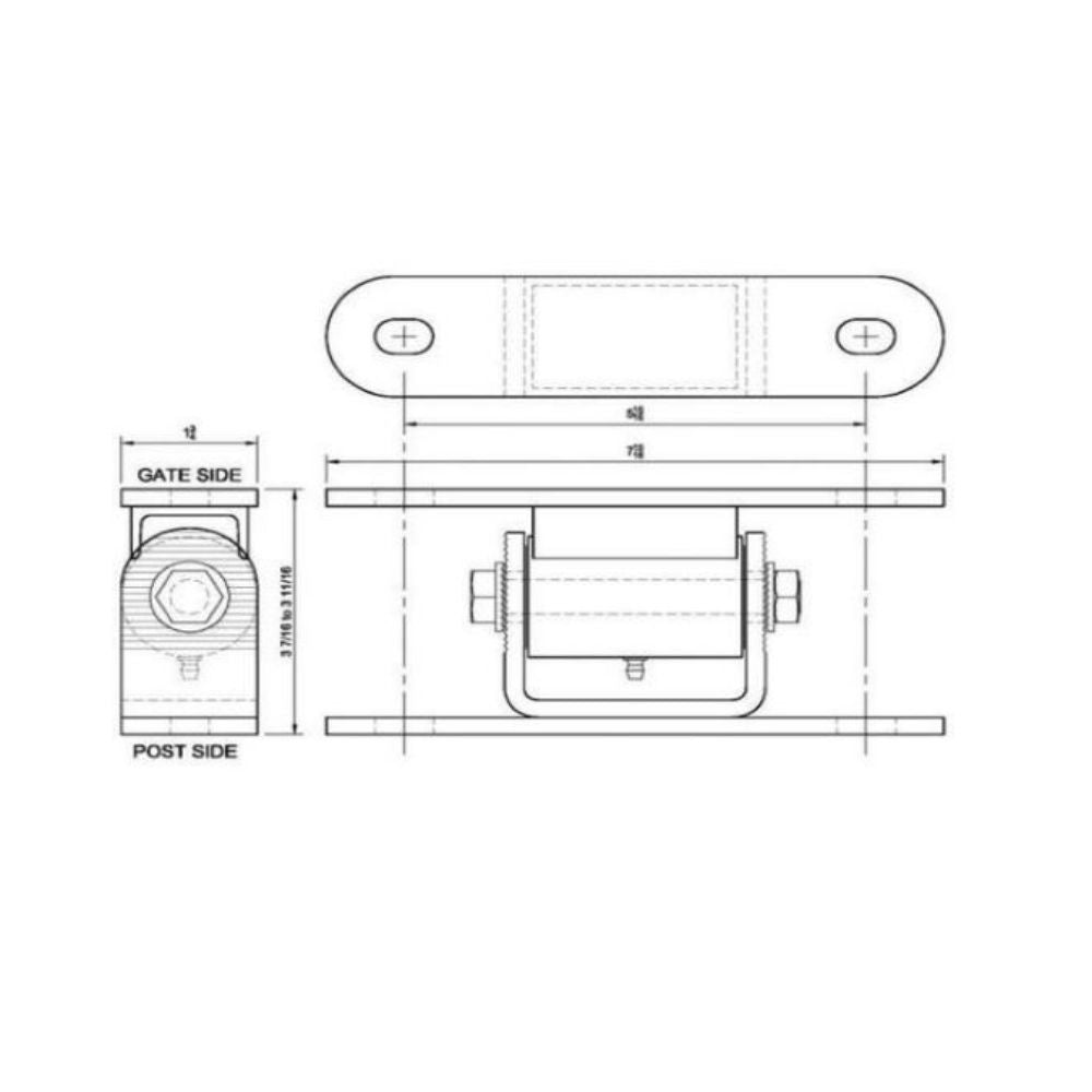 LiftMaster STD Adjustable Roller Cage Bearing Hinge Bolt Gate 3150P