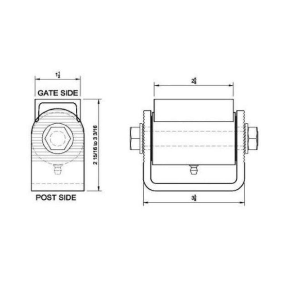 LiftMaster STD Adjustable Roller Cage Bearing Hinge Flat Mount 3100P