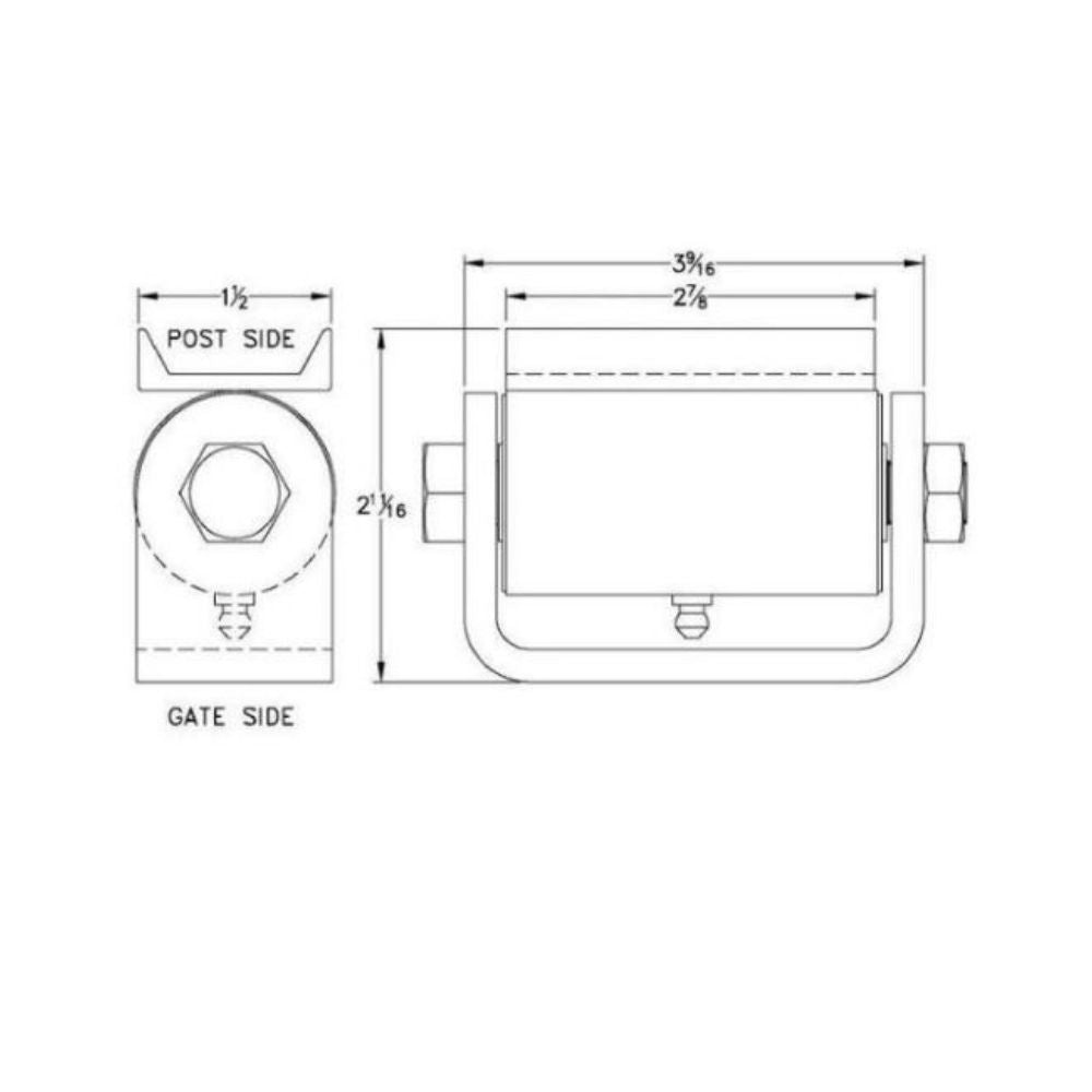 LiftMaster STD Duty Roller Cage Bearing Hinge Flat to Gate 2115P