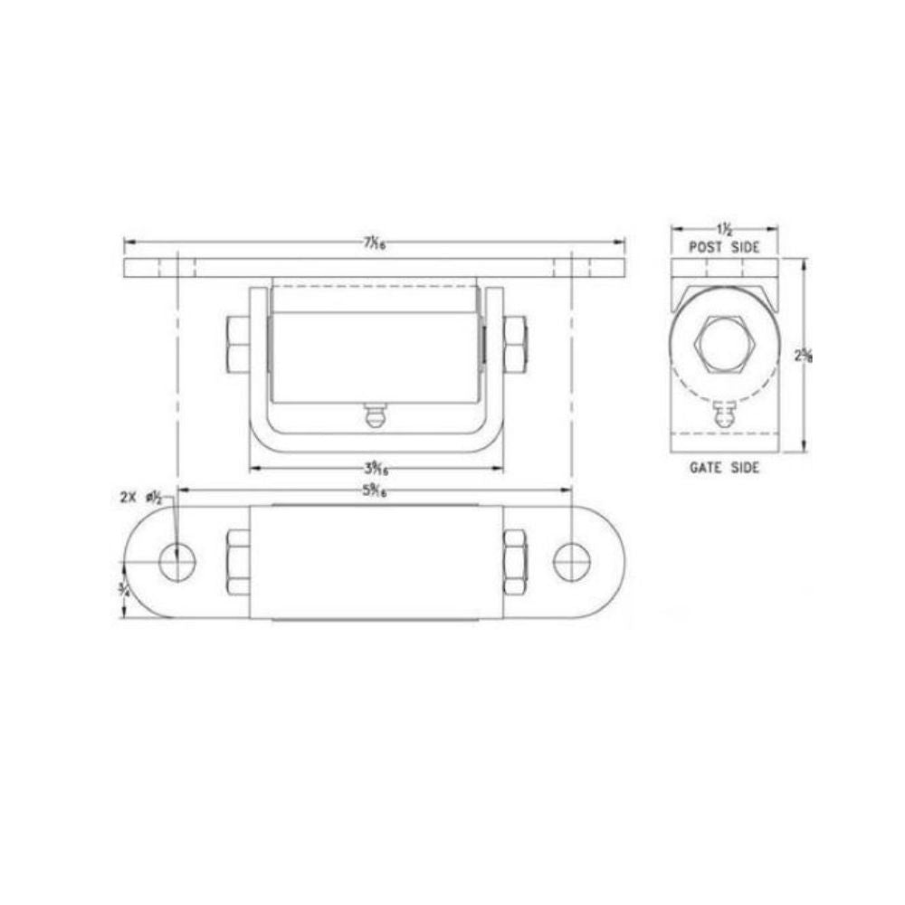 LiftMaster STD Duty Roller Cage Bearing Hinge Flat to Gate 2125P