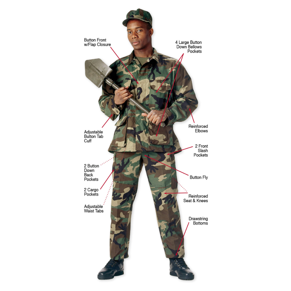 Rothco Camo Tactical BDU Pants Regular Inseam (Woodland Camo) - 10