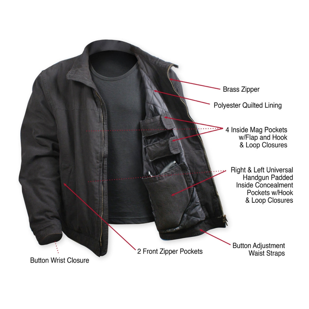 Rothco Concealed Carry 3 Season Jacket (Black) | All Security Equipment - 3