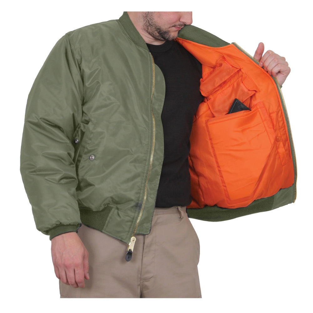 Rothco Concealed Carry MA-1 Flight Jacket (Sage Green) - 6