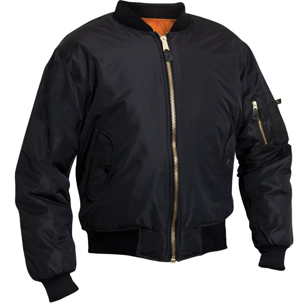 Rothco Enhanced Nylon MA-1 Flight Jacket (Black)