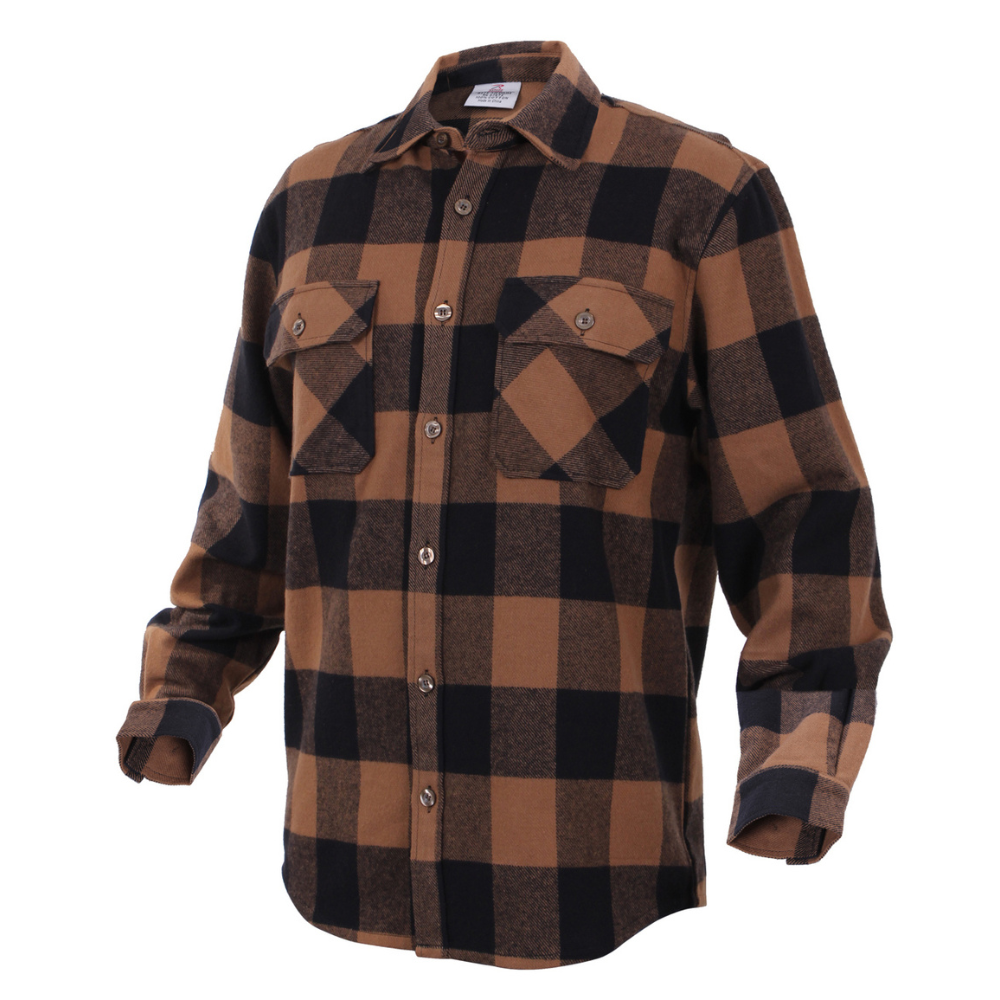 brown checkered dress shirt Teton Brown and Beige Plaid Flannel Shirt