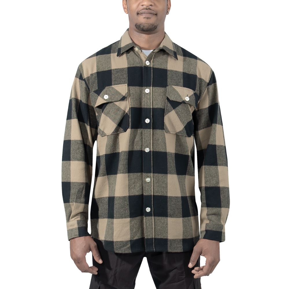 Rothco Extra Heavyweight Buffalo Plaid Flannel Shirt (Coyote Brown) - 1