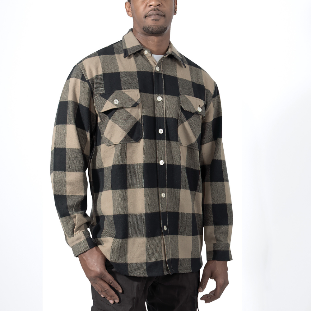 Rothco Extra Heavyweight Buffalo Plaid Flannel Shirt (Coyote Brown) - 2