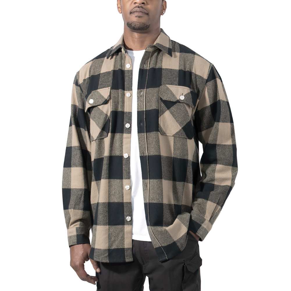 Rothco Extra Heavyweight Buffalo Plaid Flannel Shirt (Coyote Brown) - 3