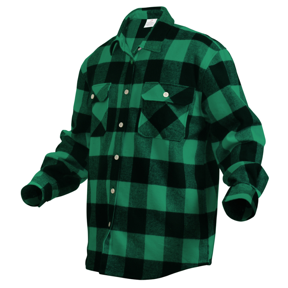 Rothco Extra Heavyweight Buffalo Plaid Flannel Shirt (Green Plaid) - 1