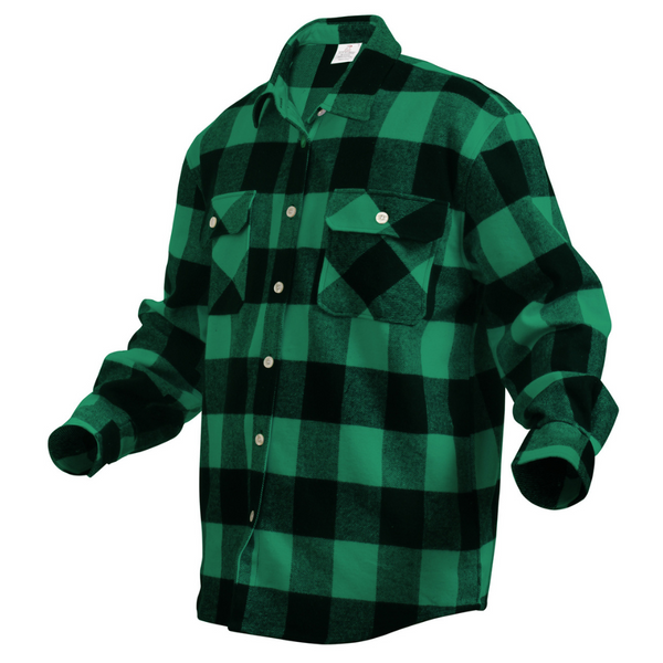 Rothco Extra Heavyweight Buffalo Plaid Flannel Shirt (Green Plaid)
