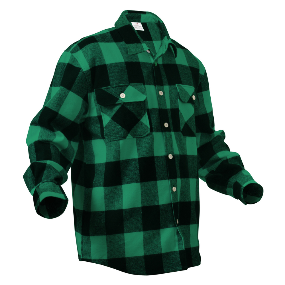 Rothco Extra Heavyweight Buffalo Plaid Flannel Shirt (Green Plaid) -2