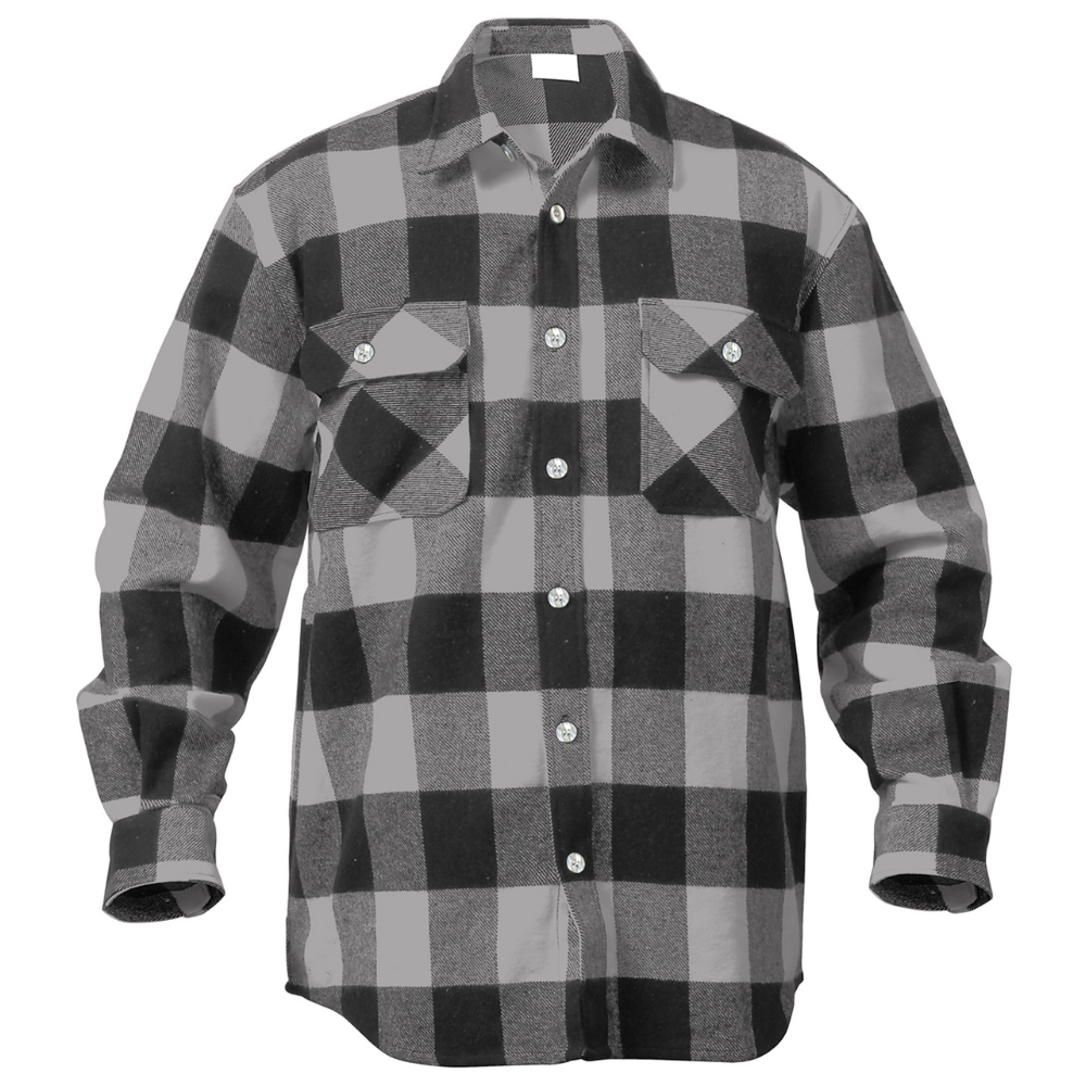 Rothco Extra Heavyweight Buffalo Plaid Flannel Shirt (Grey Plaid) - 1