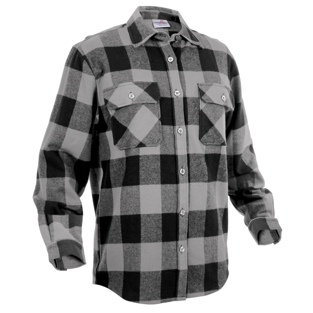 Rothco Extra Heavyweight Buffalo Plaid Flannel Shirt (Grey Plaid) - 2