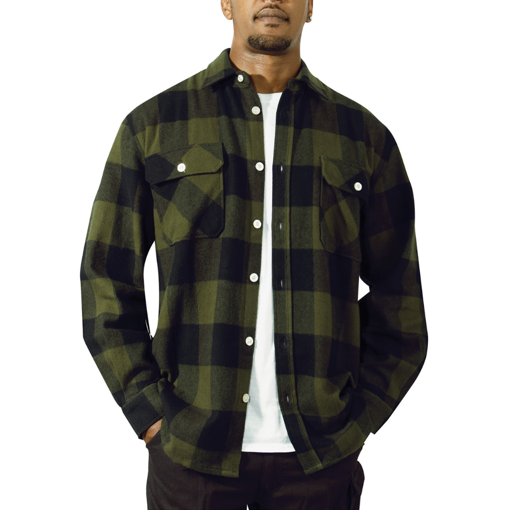 Rothco Extra Heavyweight Buffalo Plaid Flannel Shirt (Olive Drab Plaid) - 2