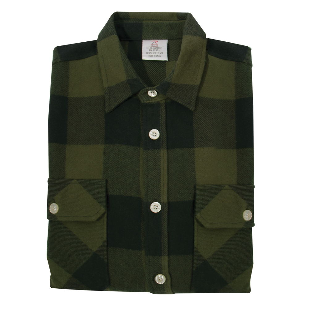 Rothco Extra Heavyweight Buffalo Plaid Flannel Shirt (Olive Drab Plaid) - 4