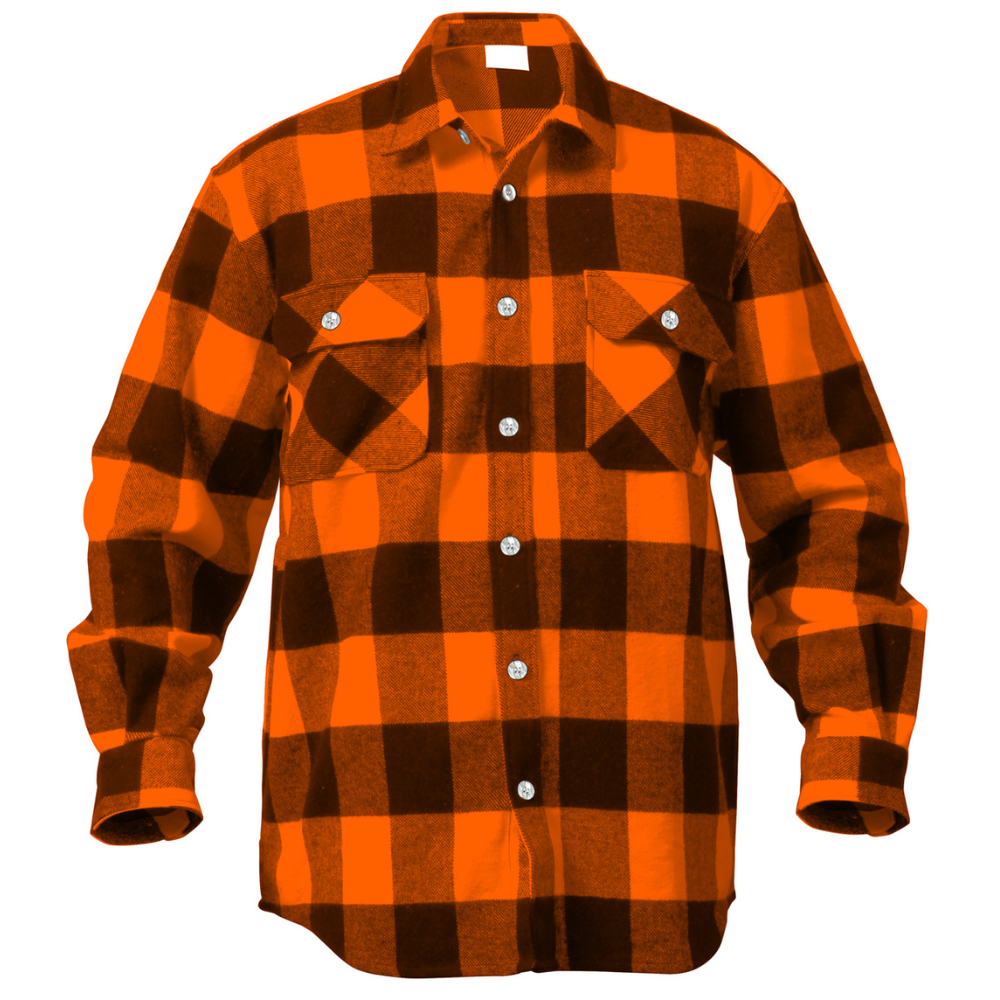 Rothco Extra Heavyweight Buffalo Plaid Flannel Shirt (Orange Plaid) - 1