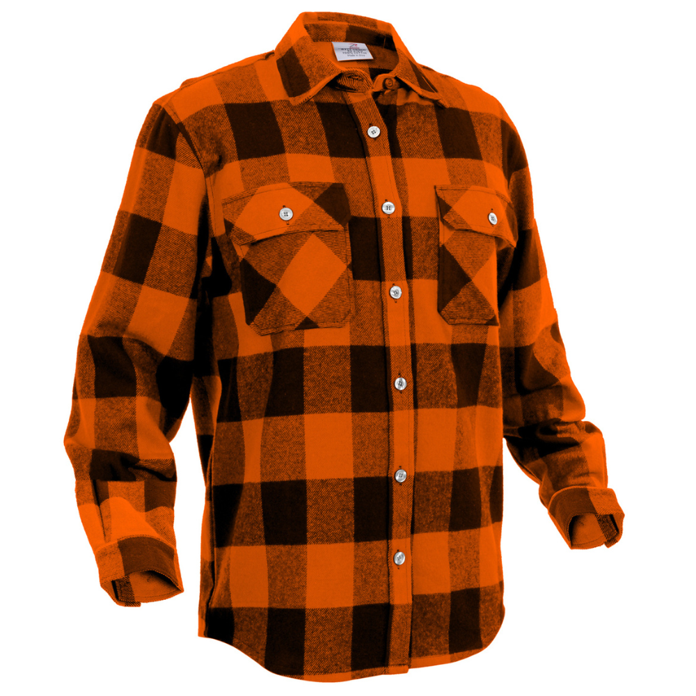 Rothco Extra Heavyweight Buffalo Plaid Flannel Shirt (Orange Plaid) - 2