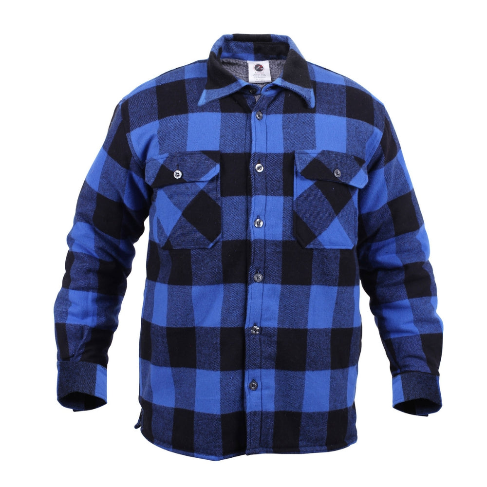 Rothco Extra Heavyweight Buffalo Plaid Sherpa Lined Flannel Shirts (Blue) - 1