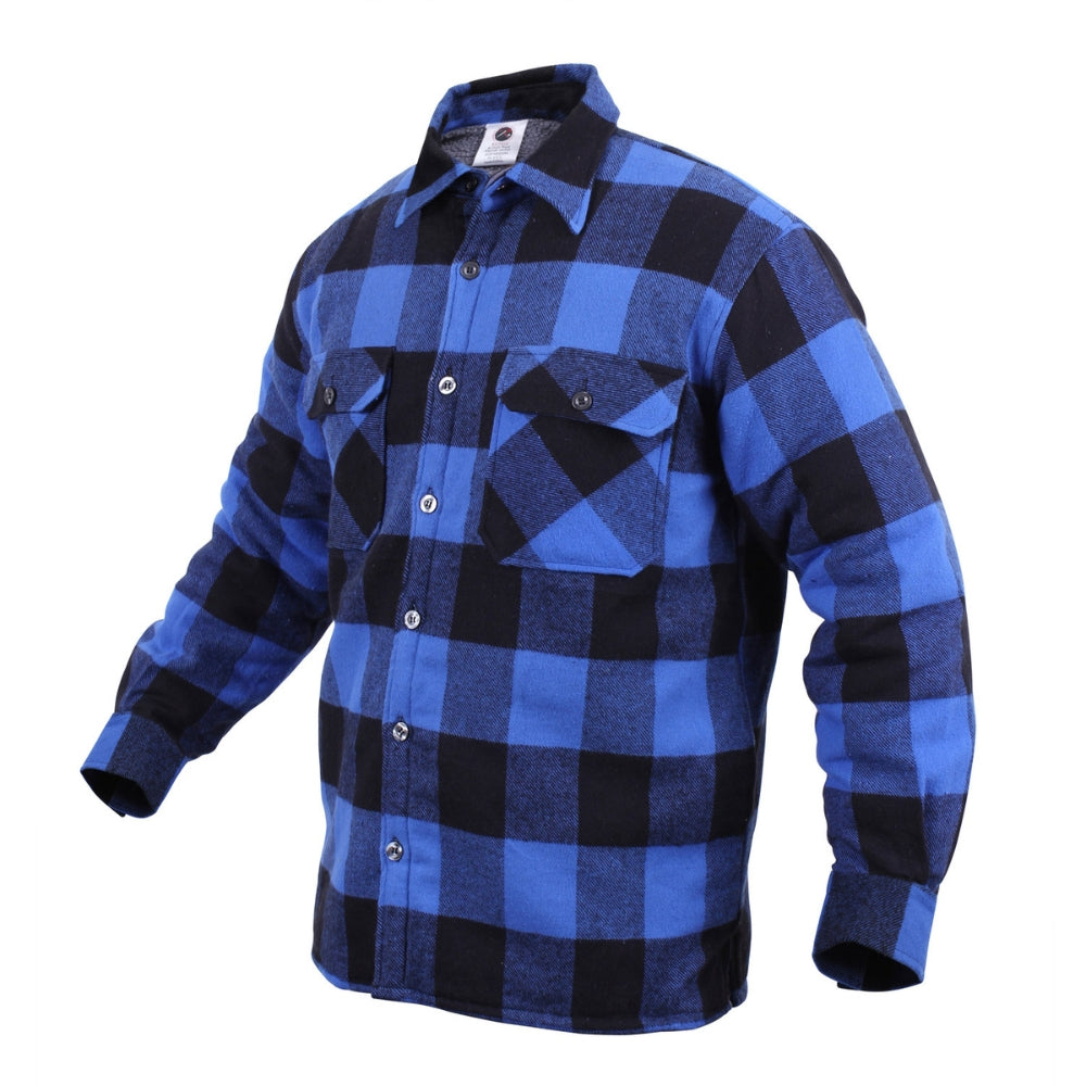 Rothco Extra Heavyweight Buffalo Plaid Sherpa Lined Flannel Shirts (Blue) - 2