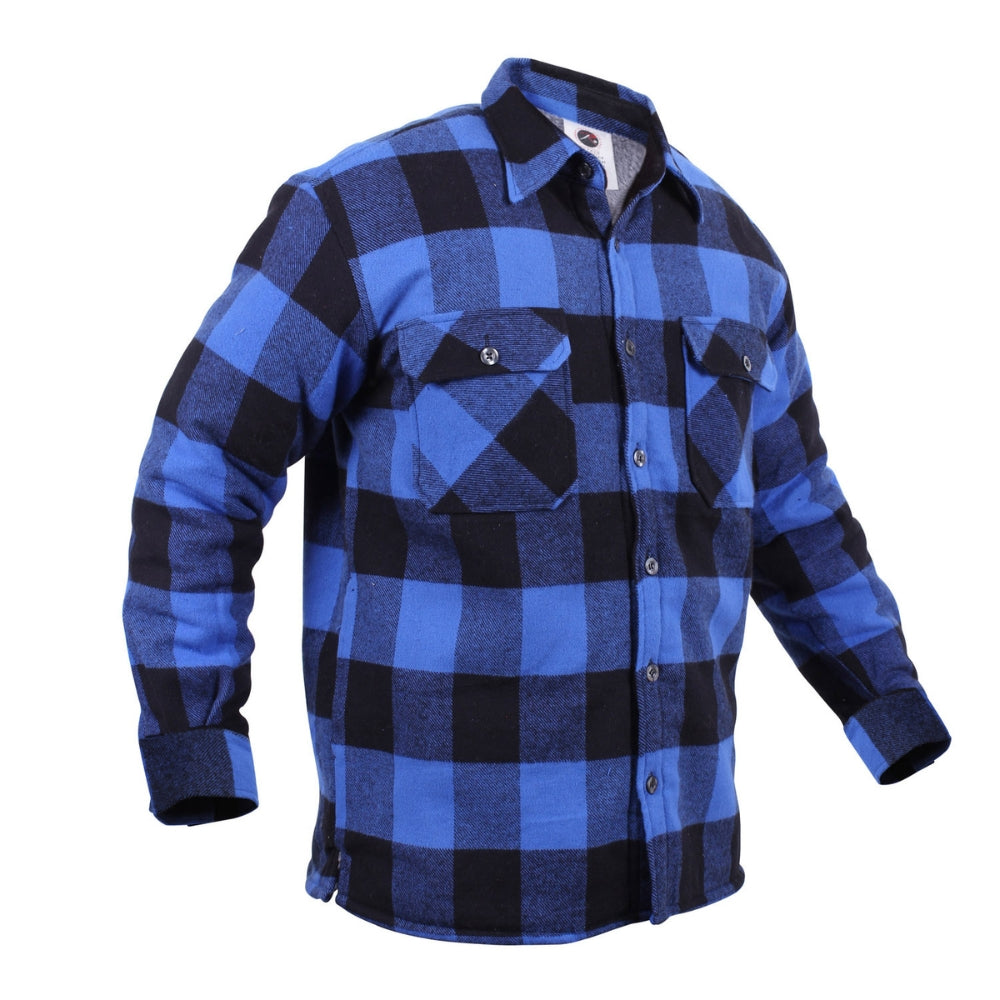 Rothco Extra Heavyweight Buffalo Plaid Sherpa Lined Flannel Shirts (Blue) - 3