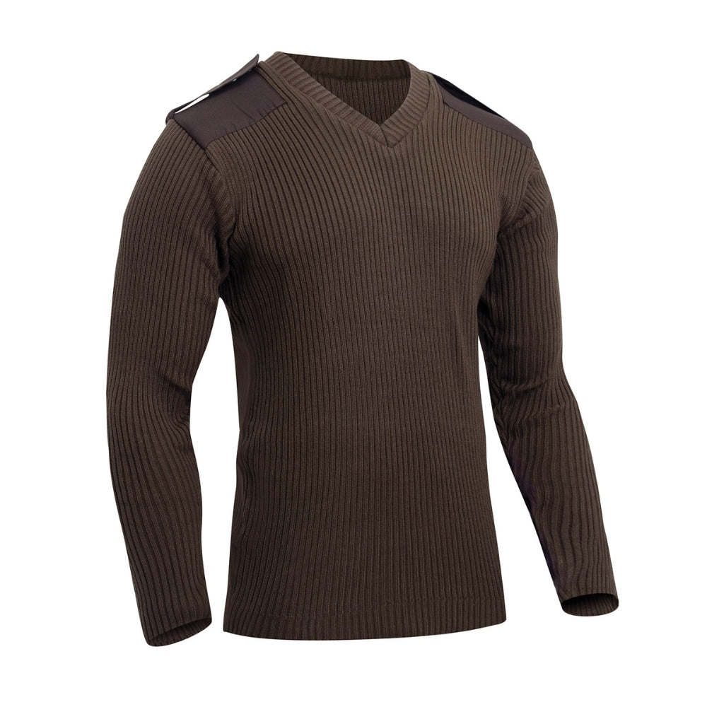 Rothco G.I. Style Acrylic V-Neck Sweater (Brown) - 1