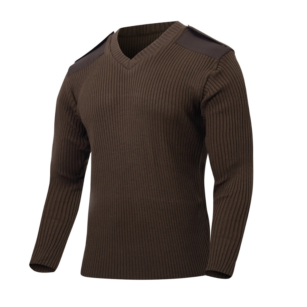 Rothco G.I. Style Acrylic V-Neck Sweater (Brown) - 2